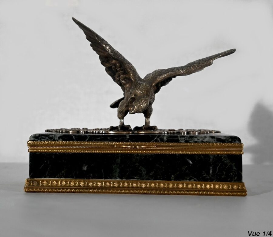 Rare Nécessaire de Bureau en Marbre et Bronze, style Empire – 2ème moitié du XIXe – Image 31