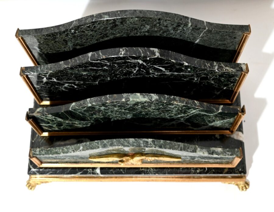 Rare Nécessaire de Bureau en Marbre et Bronze, style Empire – 2ème moitié du XIXe – Image 38