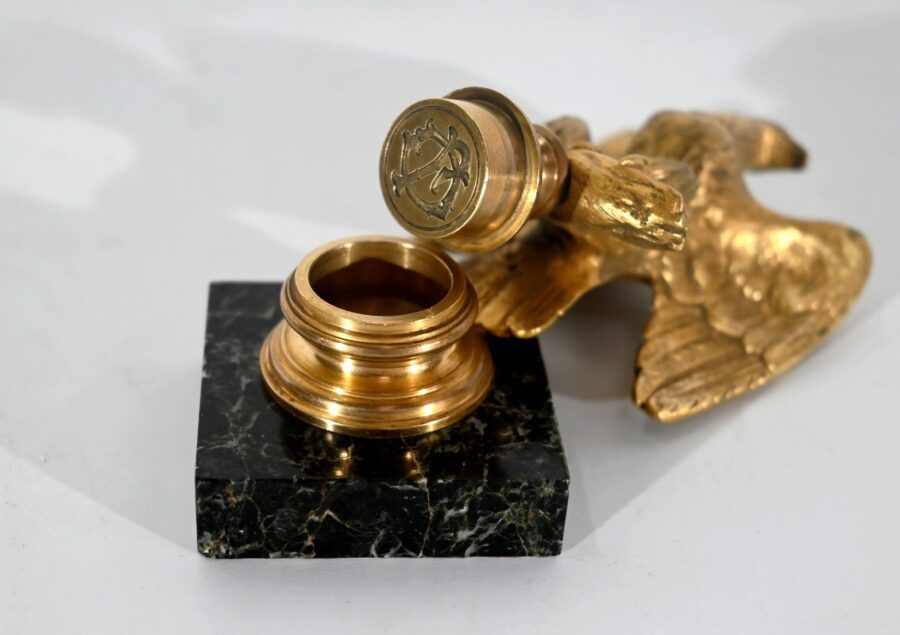Rare Nécessaire de Bureau en Marbre et Bronze, style Empire – 2ème moitié du XIXe – Image 61
