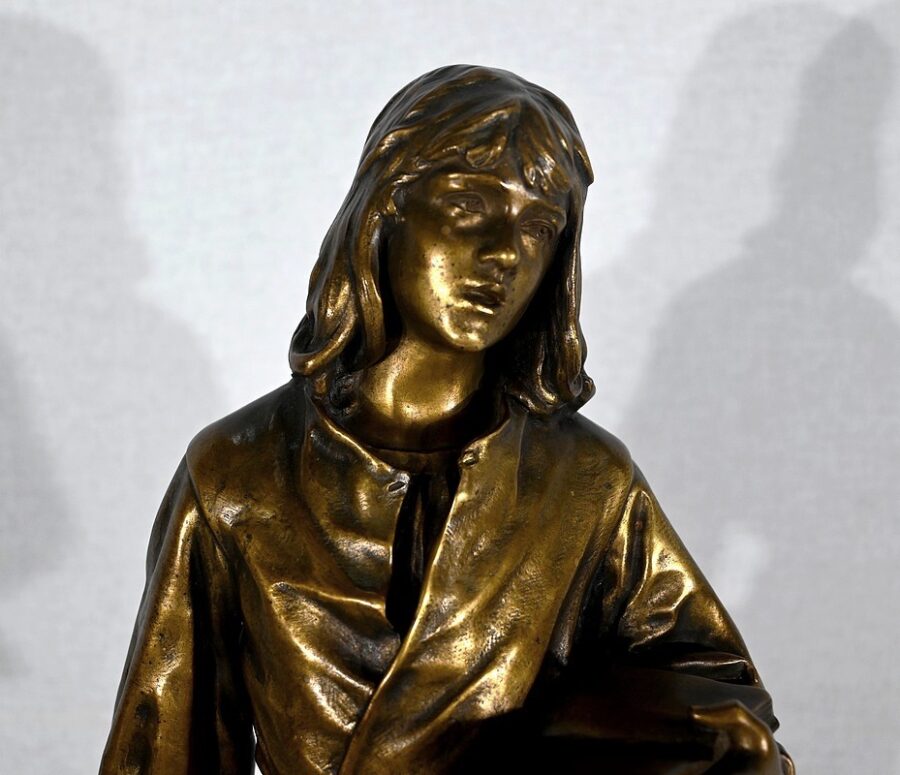 Bronze « Escholier du XVe siècle », de Friedrich Beer – Fin XIXe – Image 5