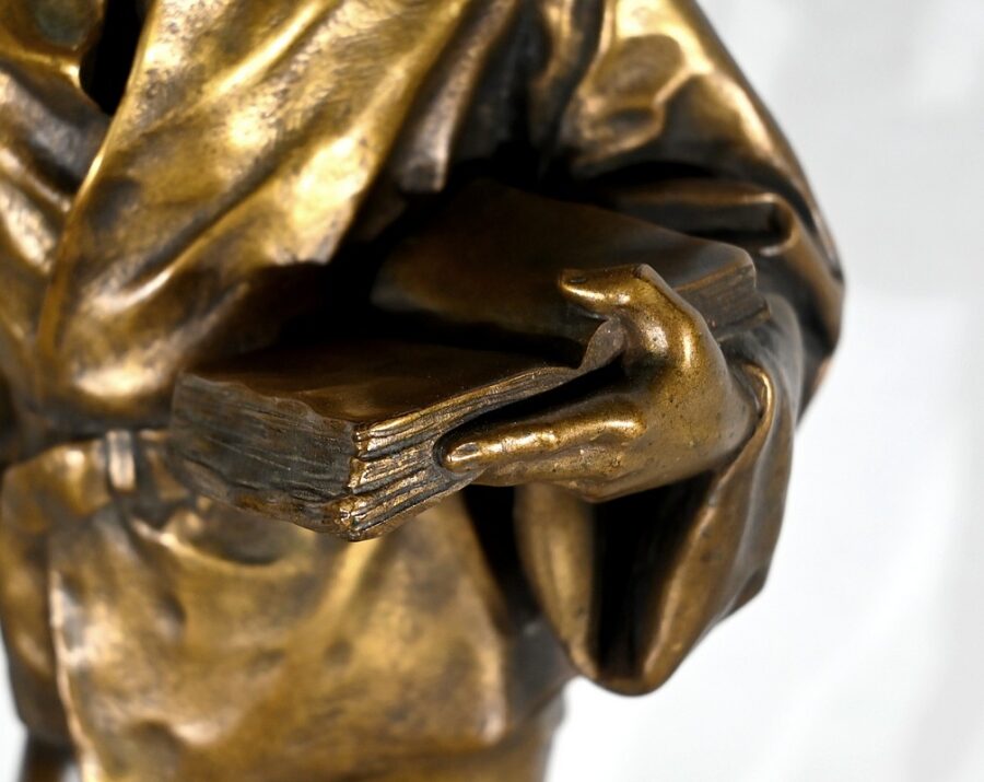 Bronze « Escholier du XVe siècle », de Friedrich Beer – Fin XIXe – Image 7
