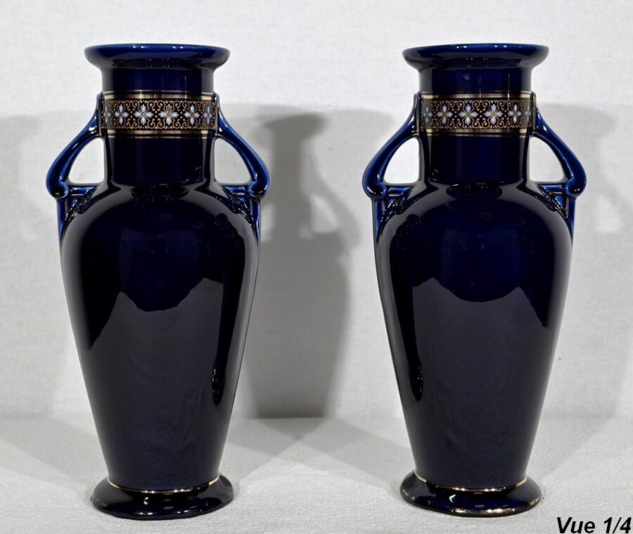 Paire de Vases en Faïence Émaillée – Début XXe – Image 11