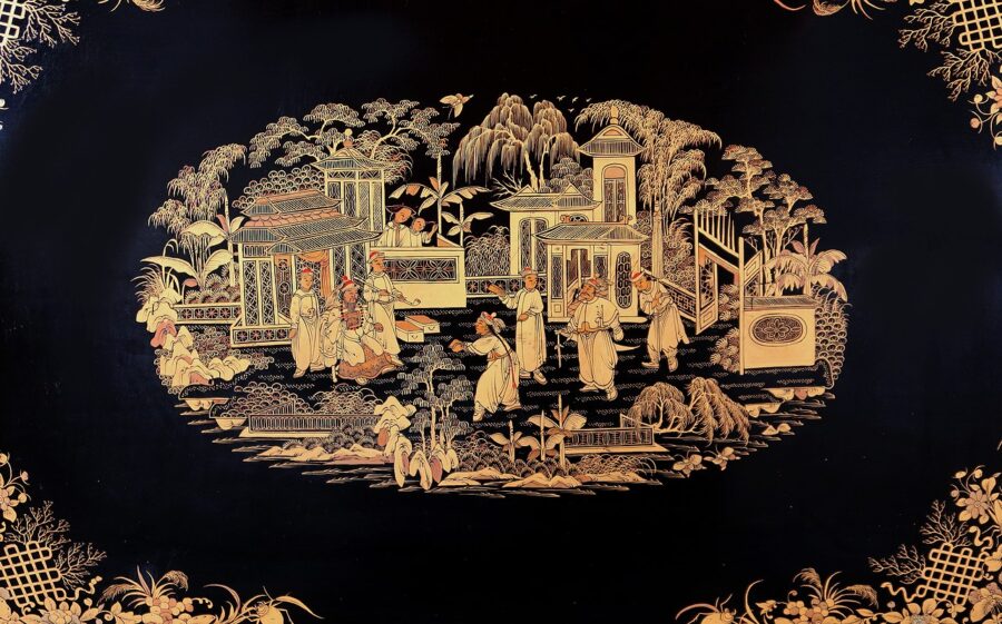 Travailleuse en bois noirci à décor asiatique, époque Napoléon III – Milieu XIXe – Image 10