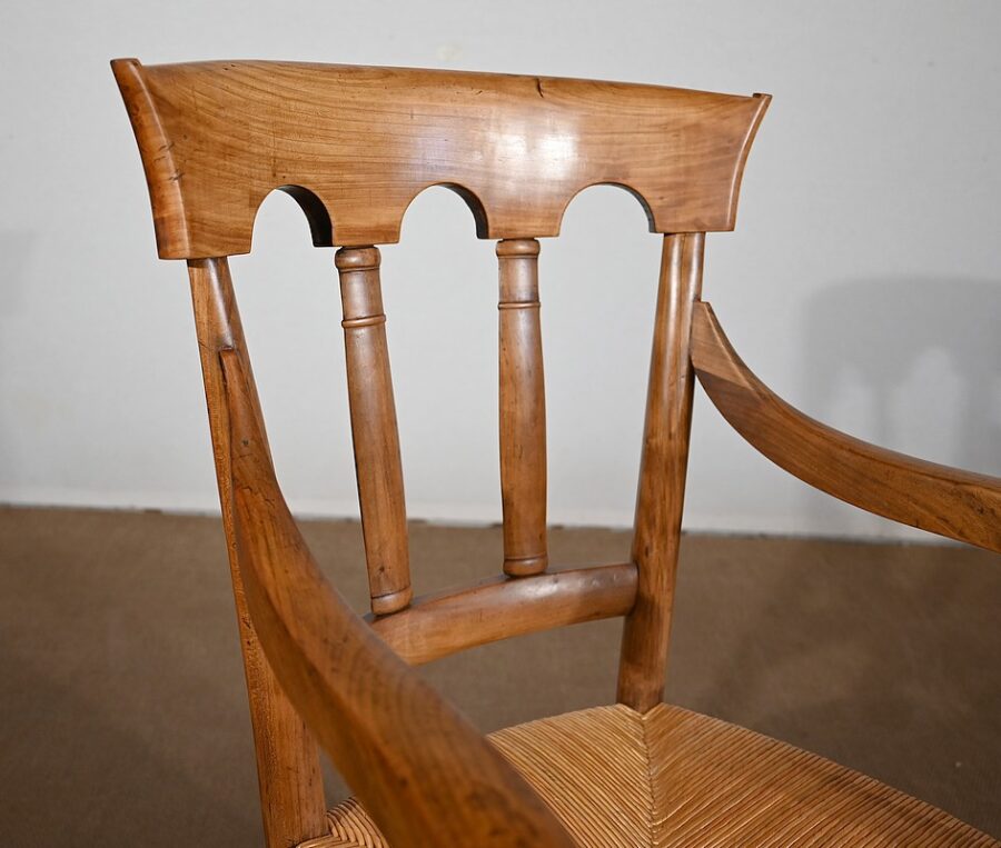 Fauteuil en Merisier massif, époque Empire – Début XIXe – Image 12