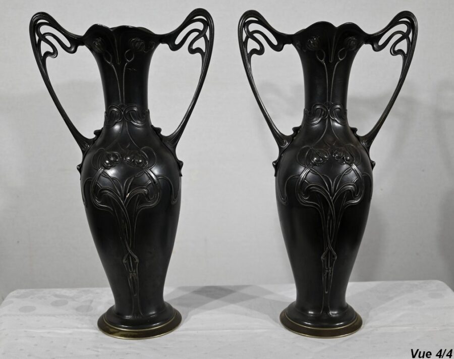 Importante Paire de Vases en Etain, Art Nouveau – 1900 – Image 16