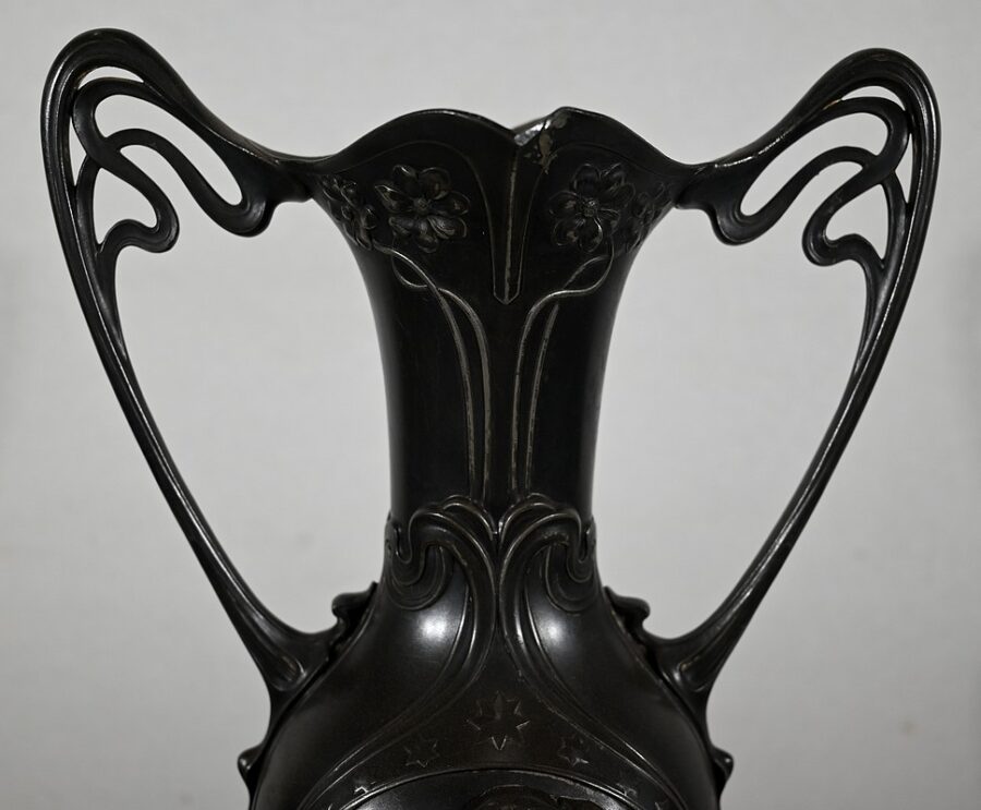 Importante Paire de Vases en Etain, Art Nouveau – 1900 – Image 8
