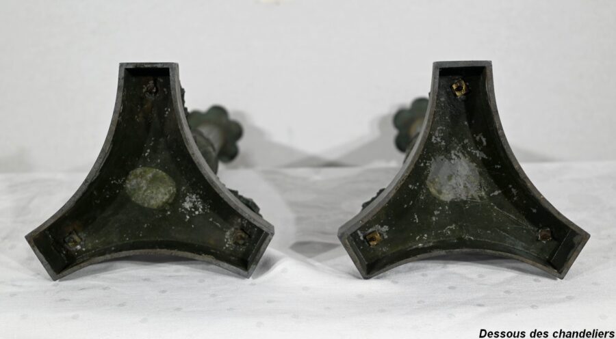 Paire de Chandeliers en Bronze, époque Restauration – Début XIXe – Image 16