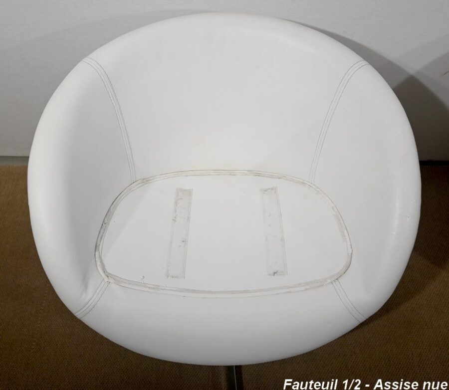 Paire de Fauteuils Boules en Simili Cuir – 1970 – Image 25