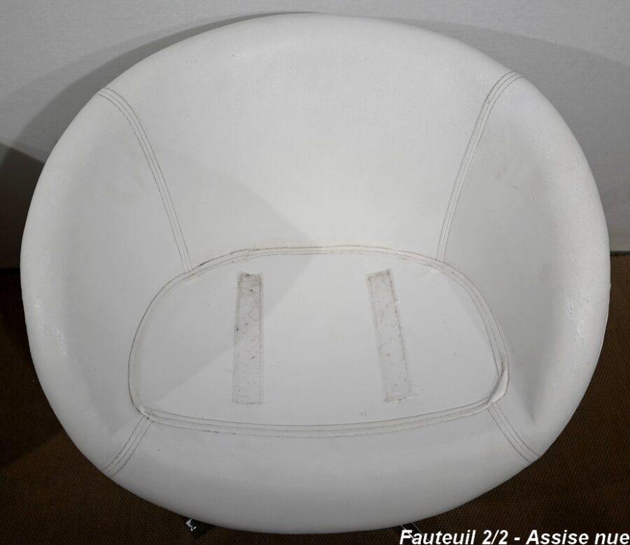 Paire de Fauteuils Boules en Simili Cuir – 1970 – Image 28