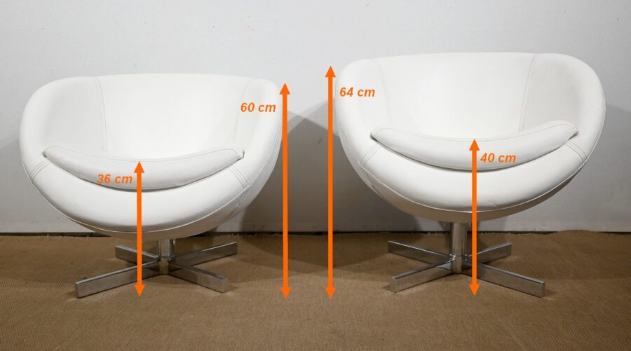 Paire de Fauteuils Boules en Simili Cuir – 1970 – Image 31