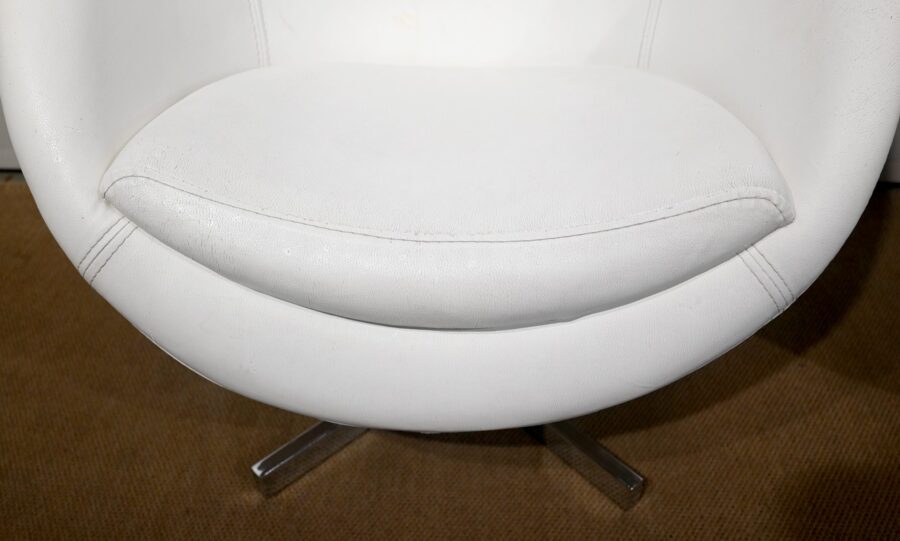 Paire de Fauteuils Boules en Simili Cuir – 1970 – Image 9