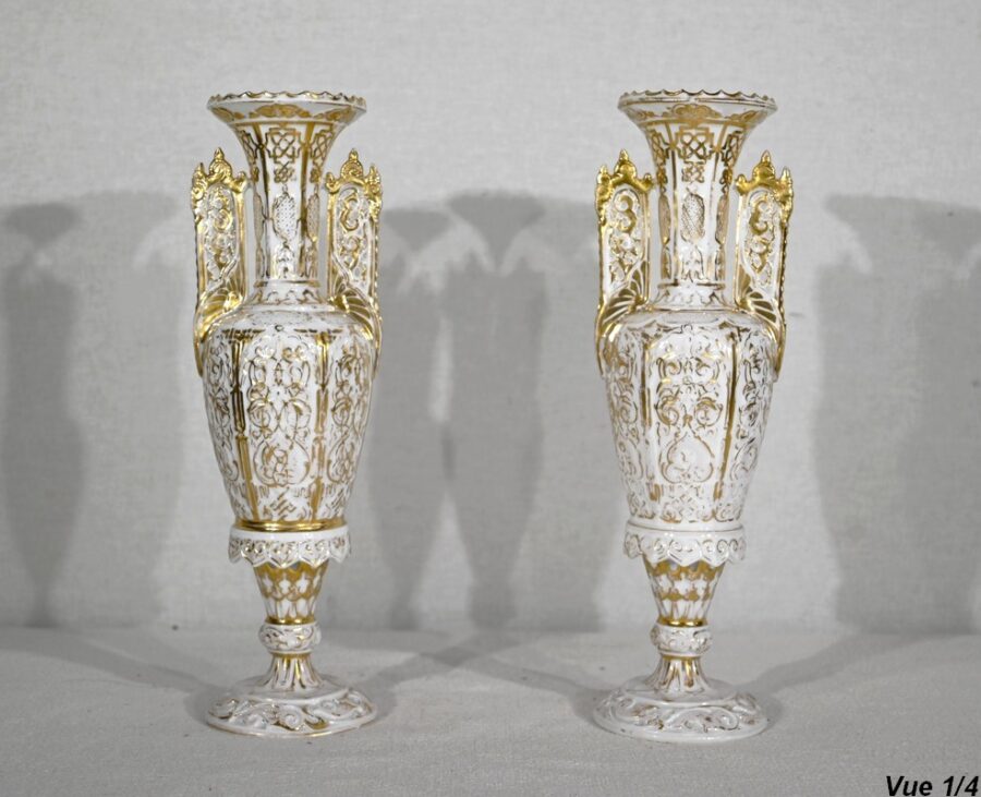Paire de Vases en Porcelaine de Paris – Fin XIXe – Image 4