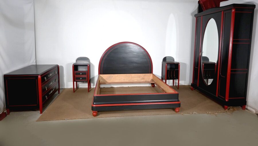 Rare Ensemble de Chambre 5 Pièces en Bois peint, Art Déco – Début XXe