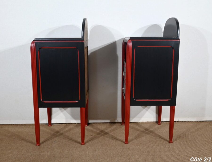 Rare Ensemble de Chambre 5 Pièces en Bois peint, Art Déco – Début XXe – Image 31
