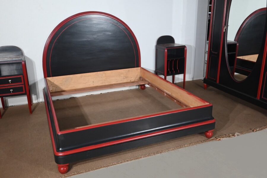 Rare Ensemble de Chambre 5 Pièces en Bois peint, Art Déco – Début XXe – Image 3