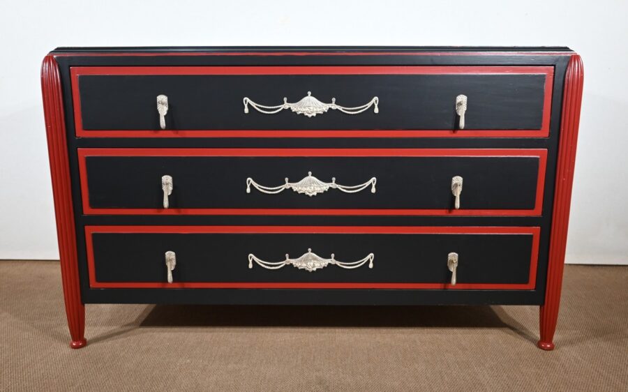 Rare Ensemble de Chambre 5 Pièces en Bois peint, Art Déco – Début XXe – Image 48