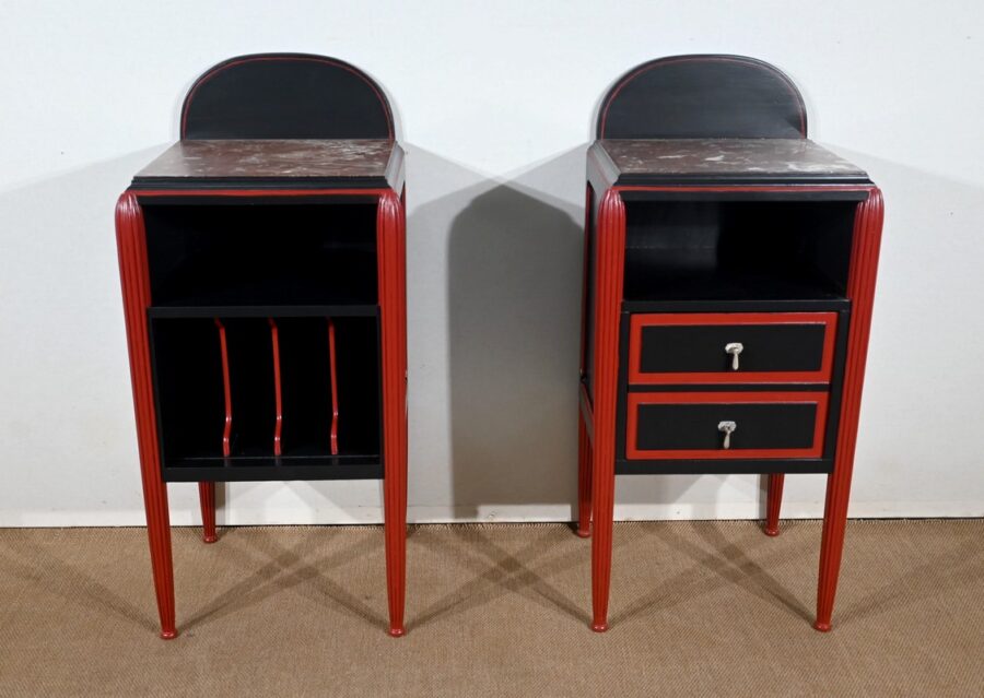 Rare Ensemble de Chambre 5 Pièces en Bois peint, Art Déco – Début XXe – Image 6