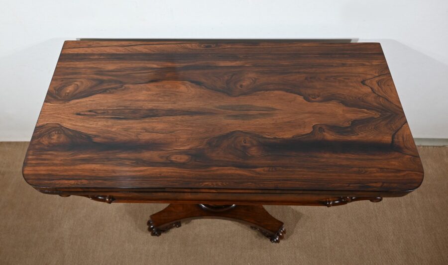 Console Table de Jeux en placage de Palissandre, Angleterre – 1850 – Image 6