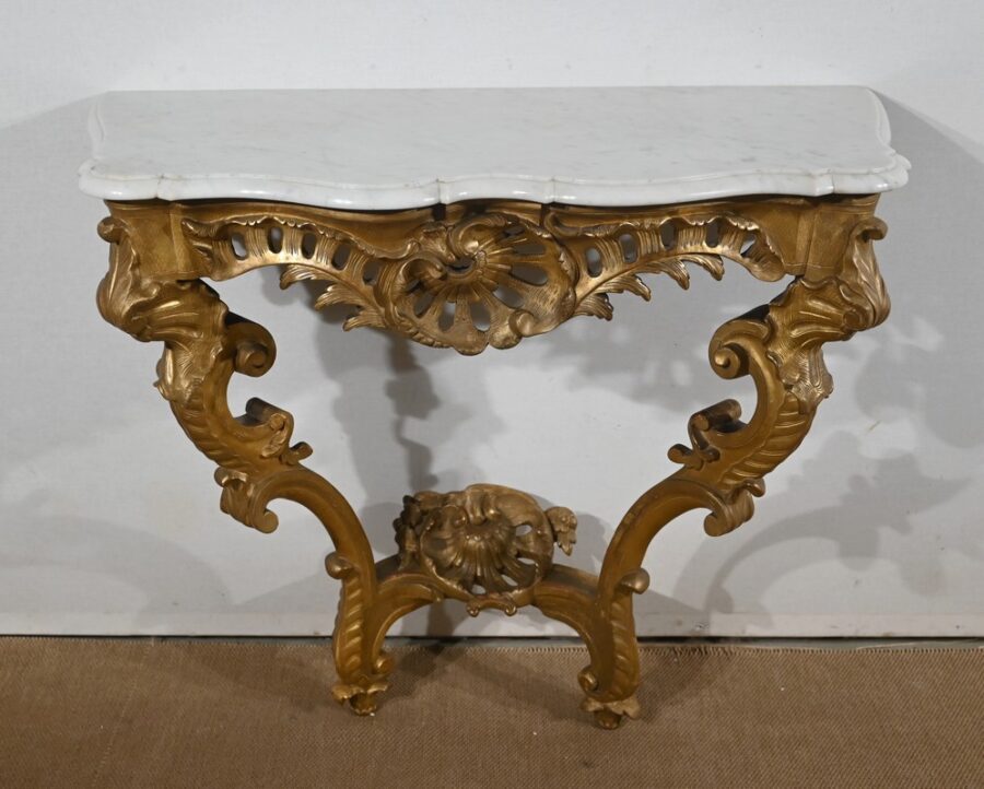 Console d’Applique en Bois Doré, style Louis XV, époque Napoléon III – Milieu XIXe