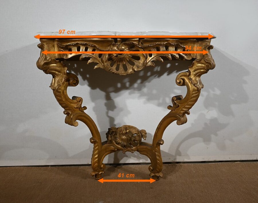 Console d’Applique en Bois Doré, style Louis XV, époque Napoléon III – Milieu XIXe – Image 19