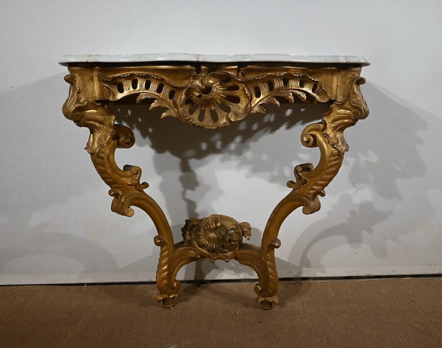 Console d’Applique en Bois Doré, style Louis XV, époque Napoléon III – Milieu XIXe – Image 7