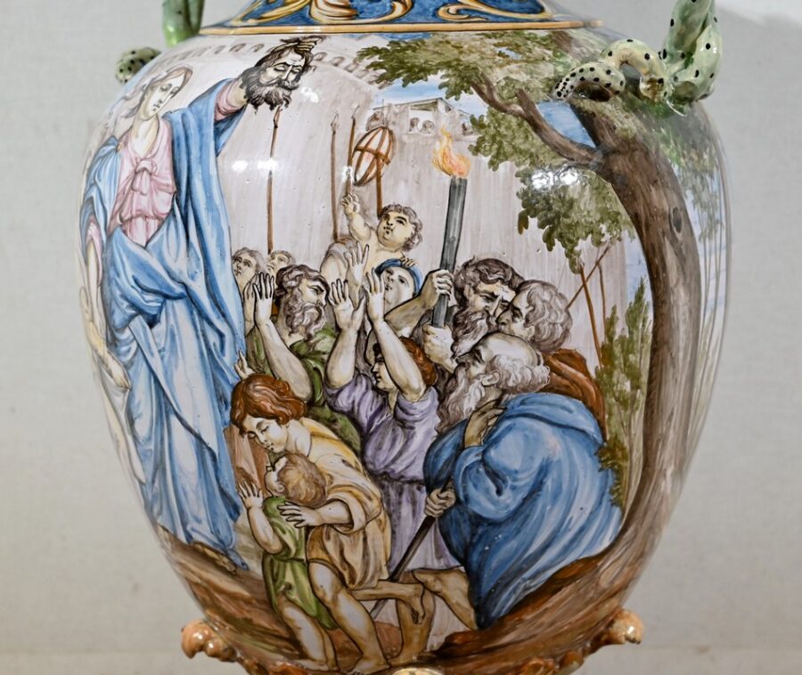 Ensemble Vase sur Sellette en Majolique, Italie – XIXe – Image 10