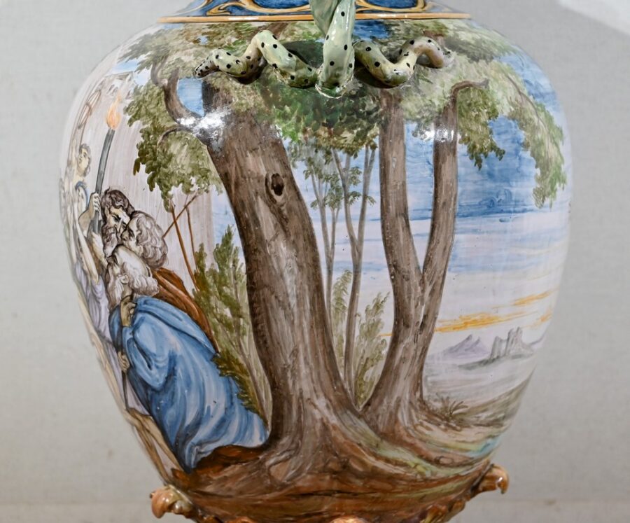 Ensemble Vase sur Sellette en Majolique, Italie – XIXe – Image 11
