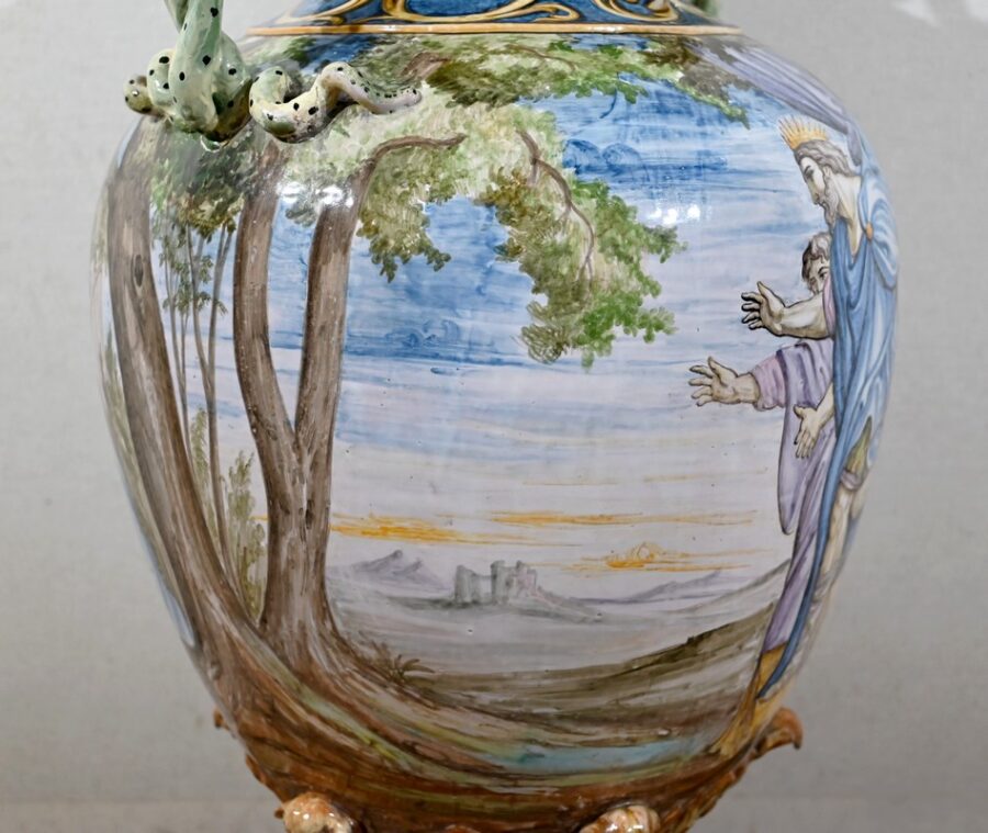 Ensemble Vase sur Sellette en Majolique, Italie – XIXe – Image 12