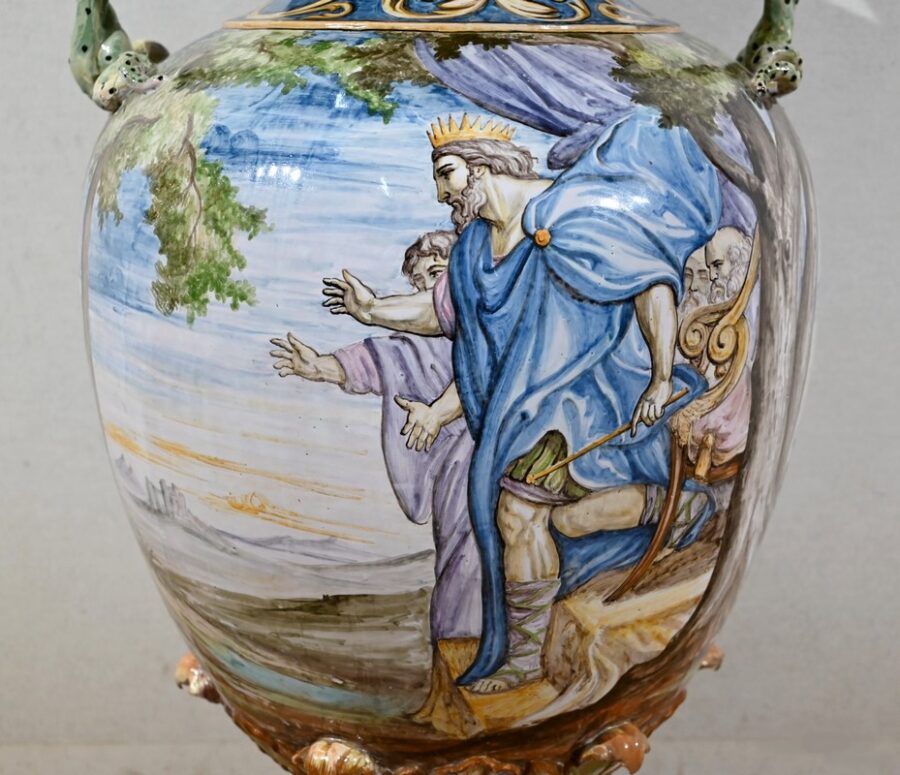 Ensemble Vase sur Sellette en Majolique, Italie – XIXe – Image 13