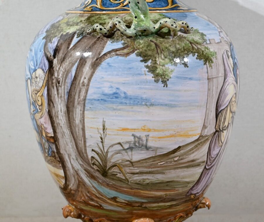 Ensemble Vase sur Sellette en Majolique, Italie – XIXe – Image 15