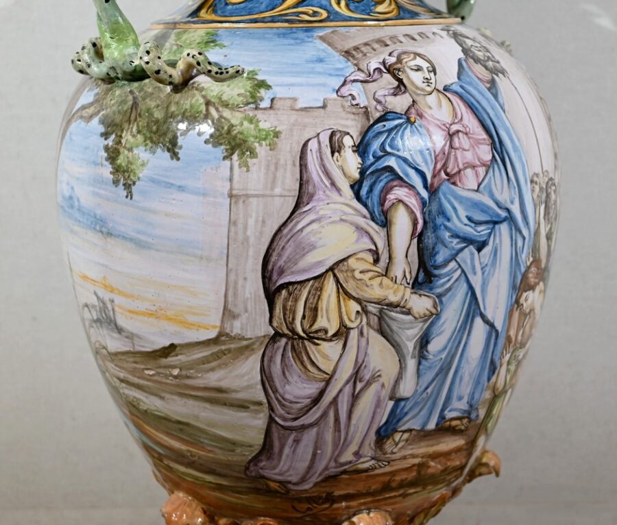 Ensemble Vase sur Sellette en Majolique, Italie – XIXe – Image 16