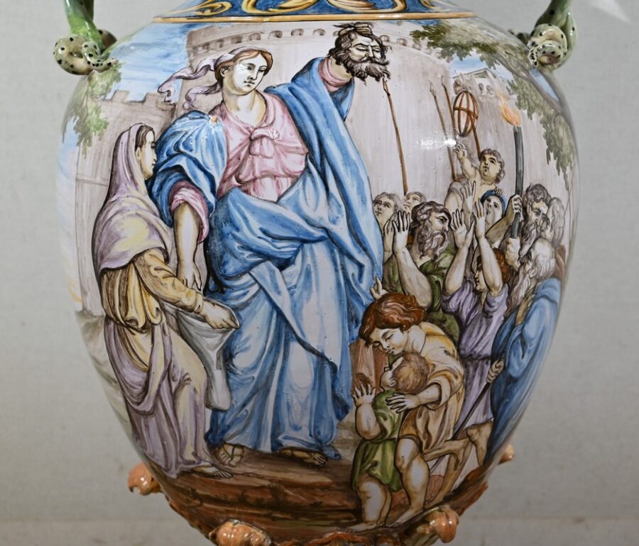 Ensemble Vase sur Sellette en Majolique, Italie – XIXe – Image 17