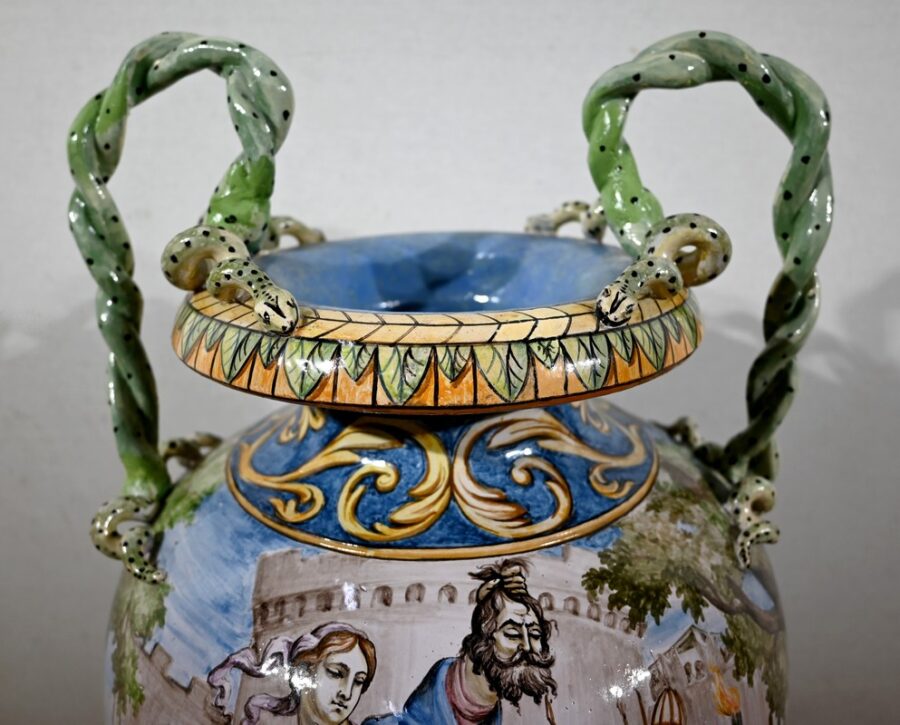 Ensemble Vase sur Sellette en Majolique, Italie – XIXe – Image 19
