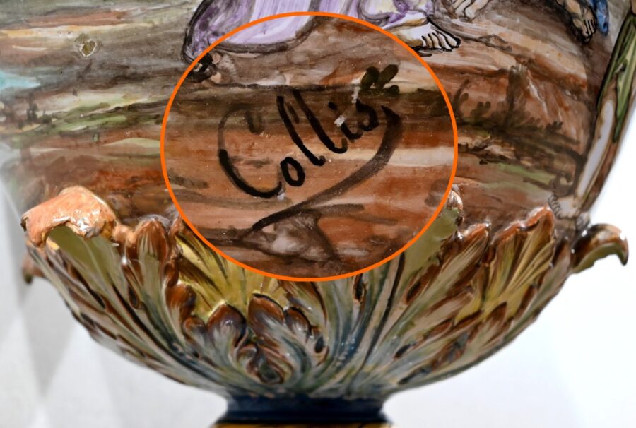 Ensemble Vase sur Sellette en Majolique, Italie – XIXe – Image 22