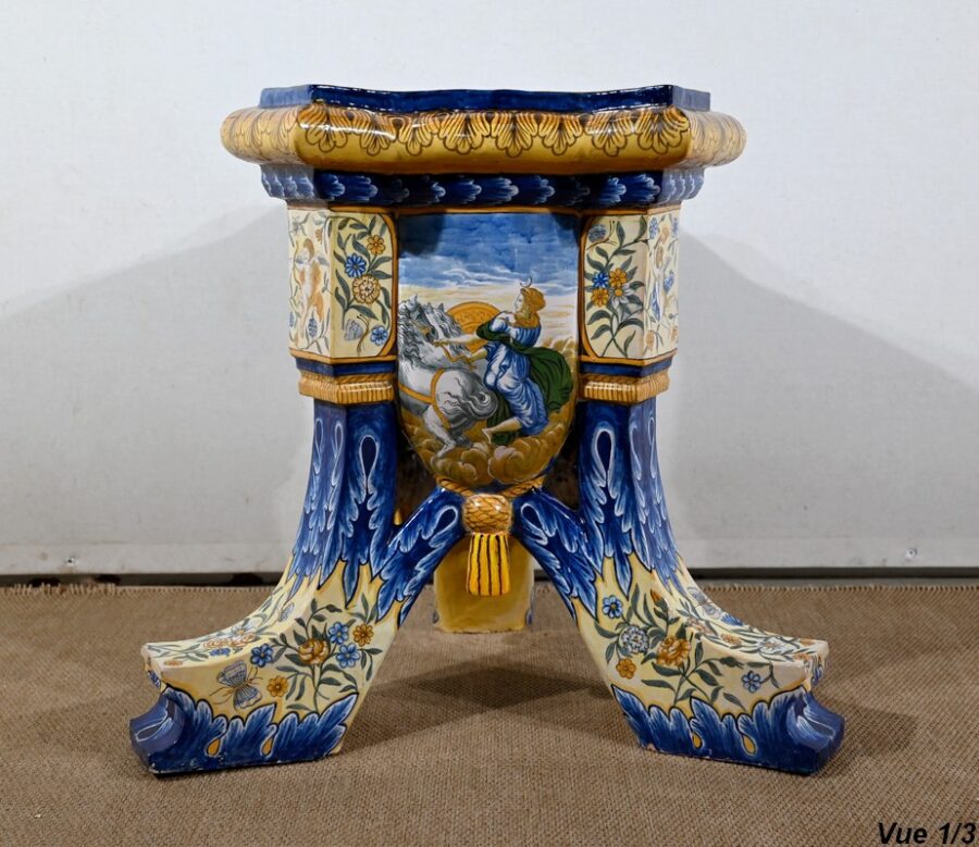 Ensemble Vase sur Sellette en Majolique, Italie – XIXe – Image 35