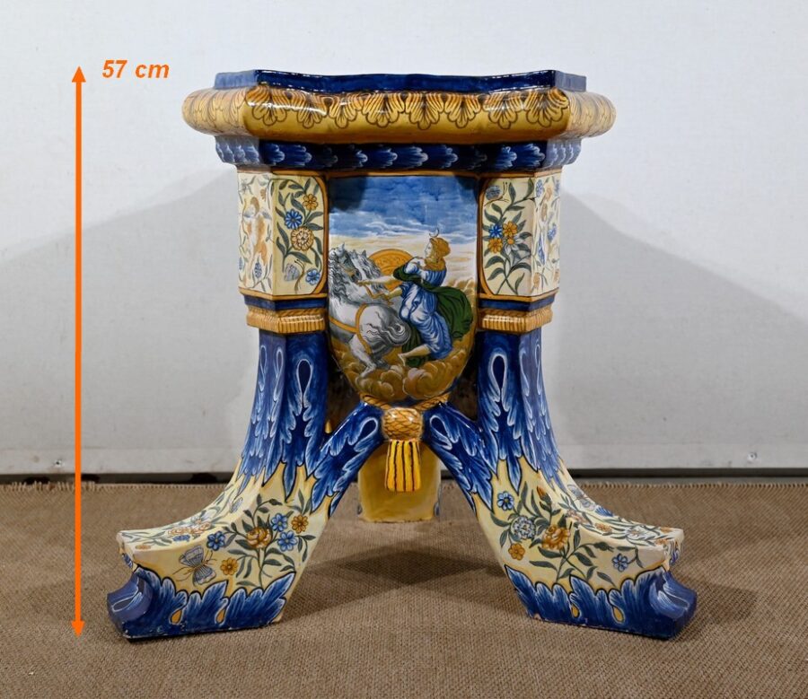 Ensemble Vase sur Sellette en Majolique, Italie – XIXe – Image 47