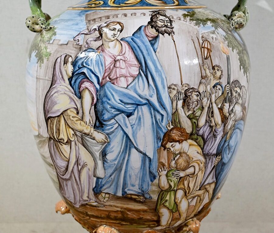 Ensemble Vase sur Sellette en Majolique, Italie – XIXe – Image 9