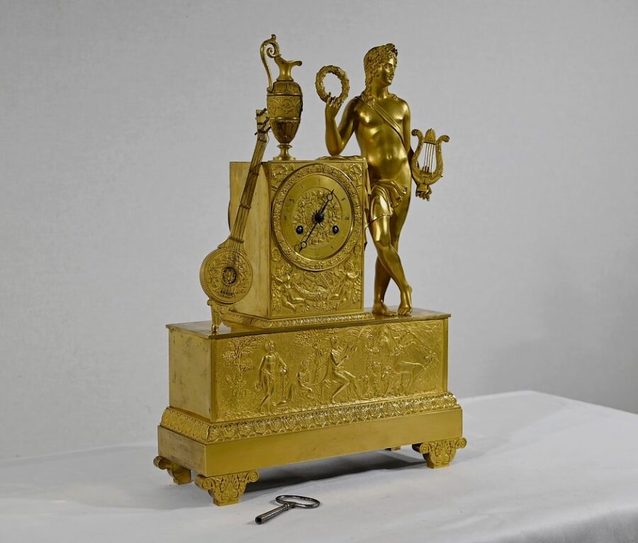 Horloge en Bronze Doré, estampillée "Leroy Palais Royal", époque Empire – Début XIXe – Image 2