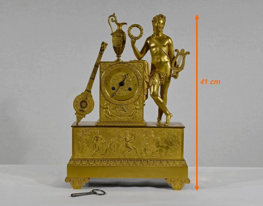 Horloge en Bronze Doré, estampillée "Leroy Palais Royal", époque Empire – Début XIXe – Image 24