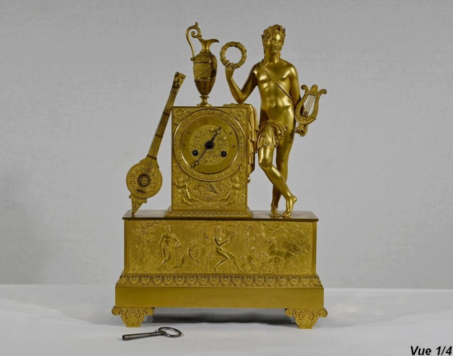 Horloge en Bronze Doré, estampillée "Leroy Palais Royal", époque Empire – Début XIXe – Image 4