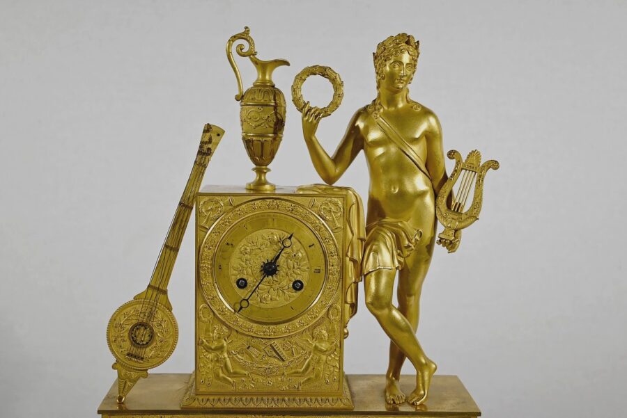 Horloge en Bronze Doré, estampillée "Leroy Palais Royal", époque Empire – Début XIXe – Image 5