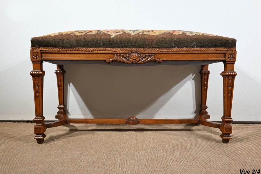 Longue Banquette Rectangulaire en Noyer – 1910 – Image 15