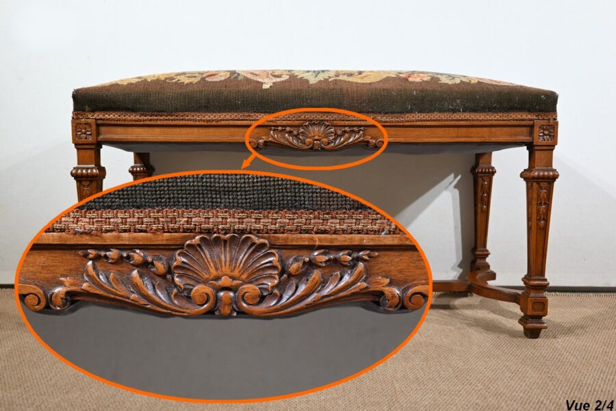 Longue Banquette Rectangulaire en Noyer – 1910 – Image 16