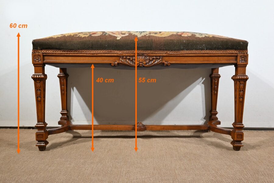 Longue Banquette Rectangulaire en Noyer – 1910 – Image 19