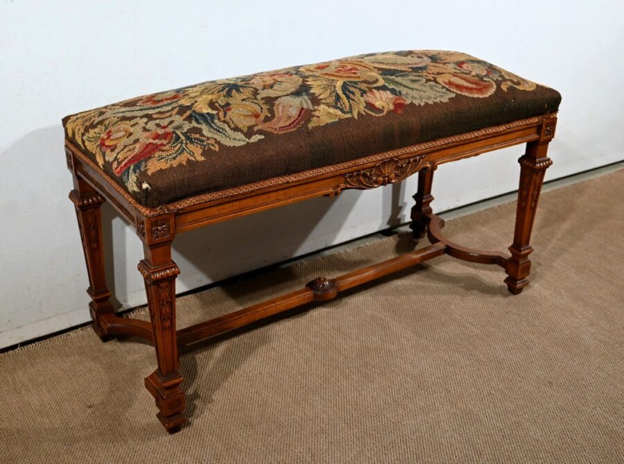 Longue Banquette Rectangulaire en Noyer – 1910 – Image 2