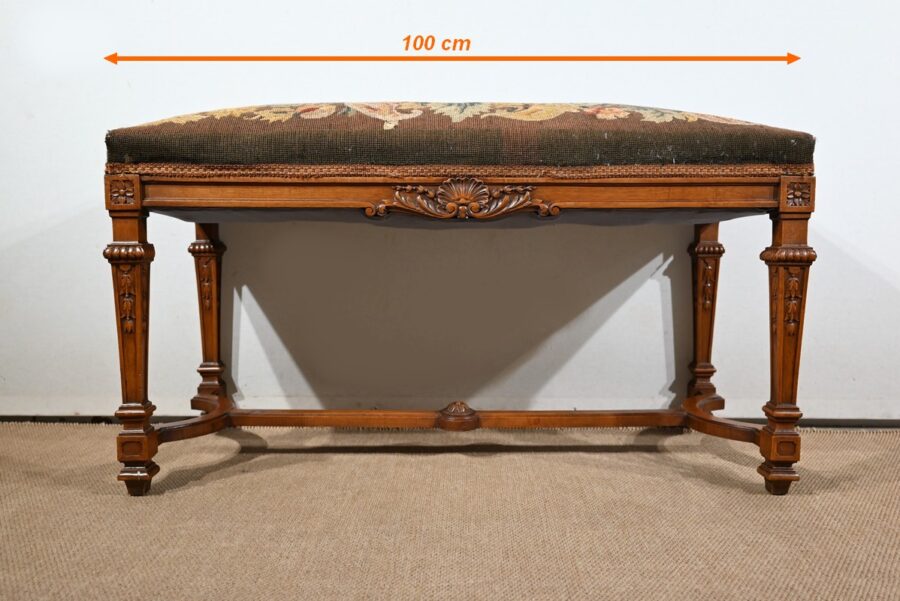 Longue Banquette Rectangulaire en Noyer – 1910 – Image 20