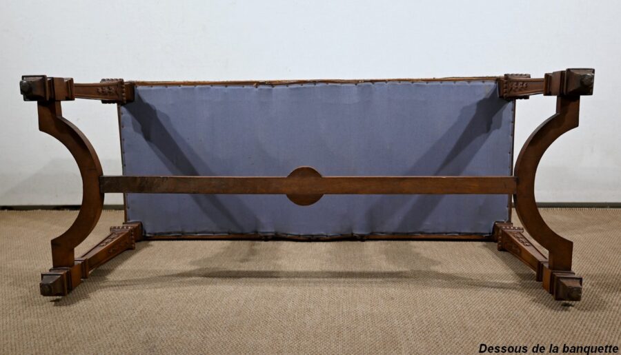 Longue Banquette Rectangulaire en Noyer – 1910 – Image 22