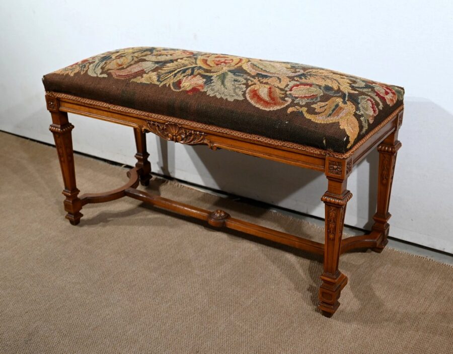 Longue Banquette Rectangulaire en Noyer – 1910 – Image 3