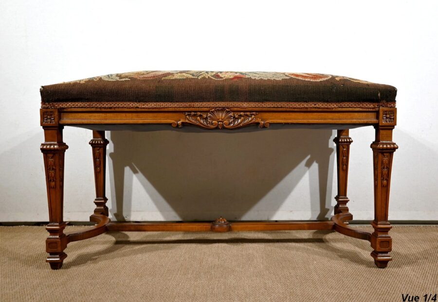 Longue Banquette Rectangulaire en Noyer – 1910 – Image 6