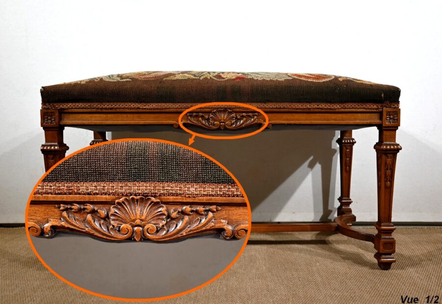 Longue Banquette Rectangulaire en Noyer – 1910 – Image 7